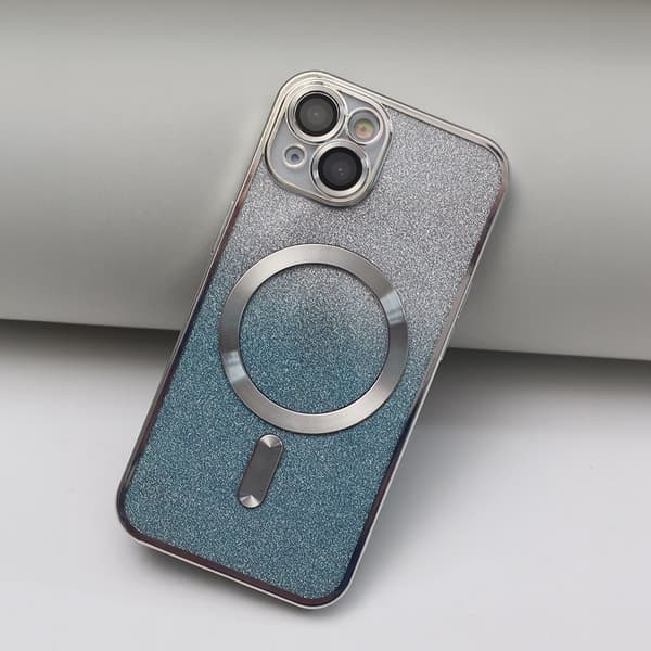 Glitter Chrome Mag-fodral för iPhone 15 6,1" silvergradient