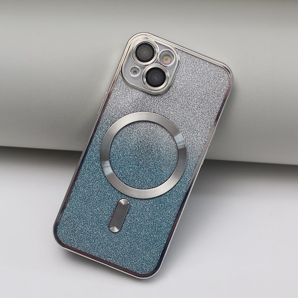 Glitter Chrome Mag-fodral för iPhone 15 plus silvergradient silver