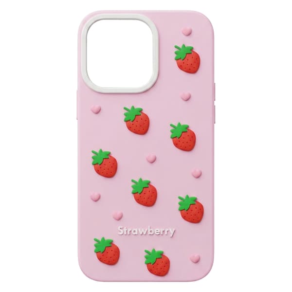 Jordgubbsfodral för iPhone 16 Pro Max 6,9\" rosa