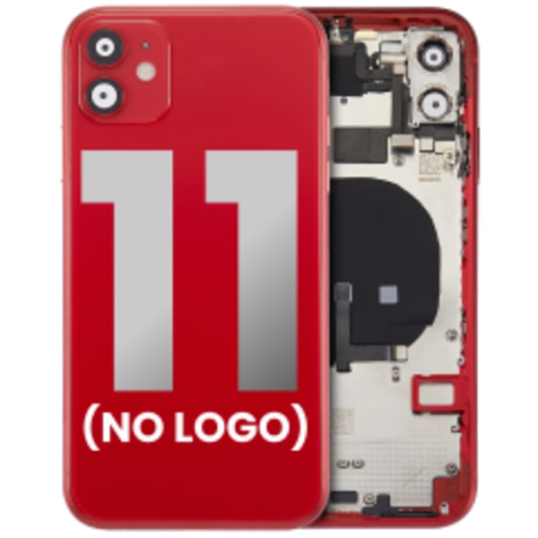 Baksida med förmonterade småkomponenter för iPhone 11 (ingen logotyp) (eftermarknad Plus) (röd)
