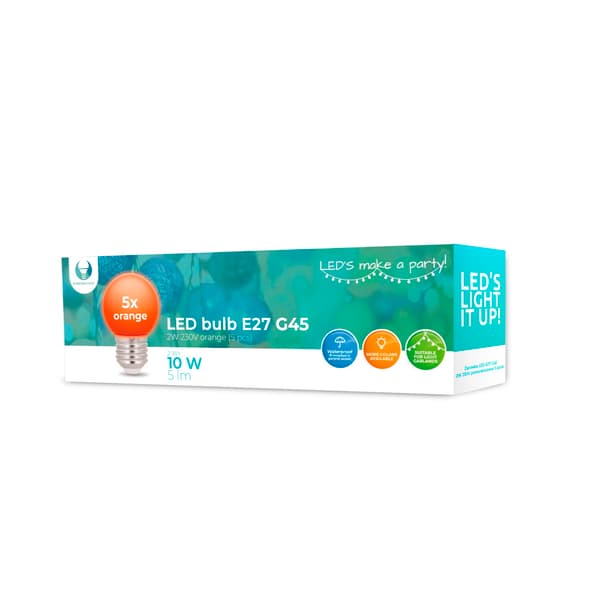 Forever Light LED-lampa E27 G45 2W 230v orange 5st orange