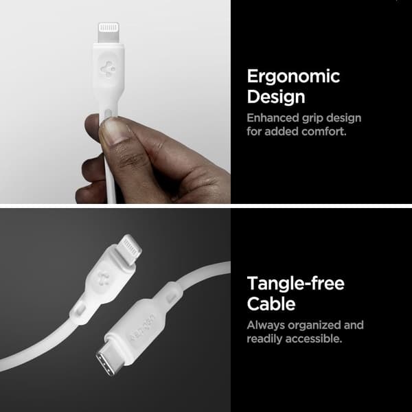 2-pack Lightning-kabel för iPhone - Spigen DuraSync 100cm Vit, MFi-certifierad