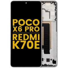 OLED-enhet med ram för Xiaomi Poco X6 Pro / Redmi K70E (renoverad) (grå) röd