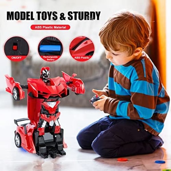 1:18 24 CM RC bil 2 i 1 Transformer Robot bil gul gul