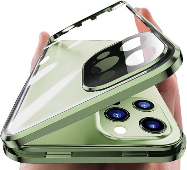 Sekretess dubbelt magnetiskt Skal för iPhone 13 – Grön grön