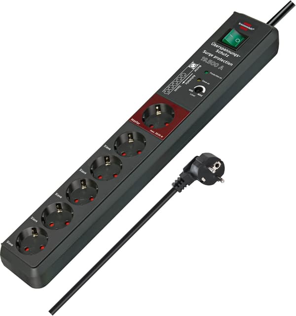 brennenstuhl Secure-Tec Strömstödsbeskytter 6-stik 16A svart