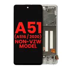 OLED-enhet med ram för Samsung Galaxy A51 5G (A516 / 2020) (ej Verizon 5G UW-ram) (6,46\") (Eftermarknad Plus) (Prism Cube White)