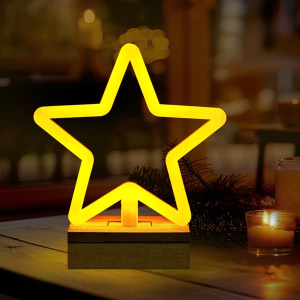 Neon Wood Stand LED STAR varmvit FLNW04 Forever Light