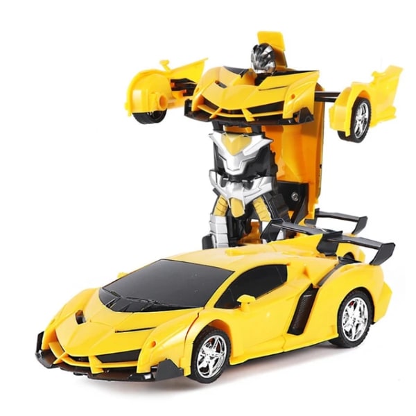 1:18 24 CM RC bil 2 i 1 Transformer Robot bil gul gul