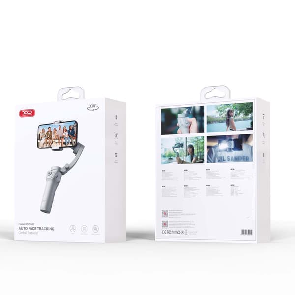 XO gimbal selfie stick Bluetooth stativ SS17 grå blå