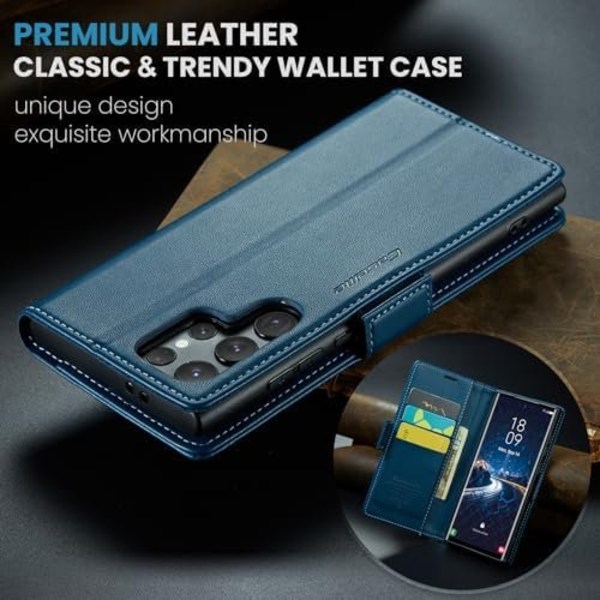 Läderfodral caseme 0013 för Samsung S24 ultra grön grön