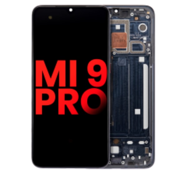 OLED-enhet med ram för Xiaomi Mi 9 Pro (Eftermarknad Plus) (Titanium Black)