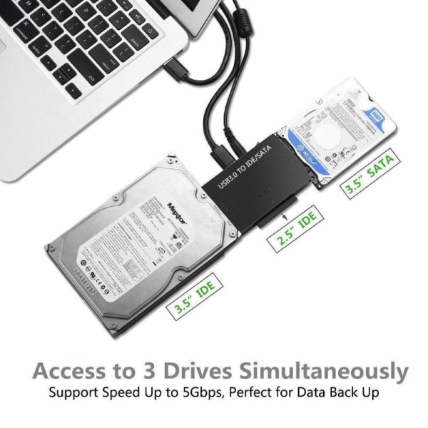 SATA/IDE till USB 3.0-adapter, hårddiskläsare