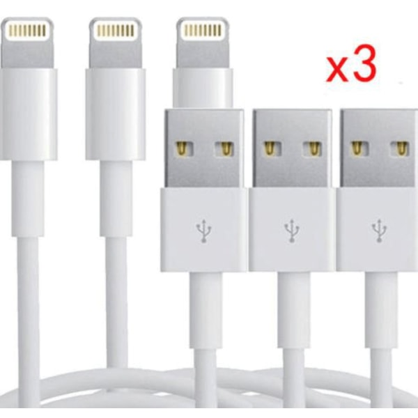 3 kpl USB-laturi-Sync-Data-kaapeli-iPhone-5s-6-6s-pl,7 ja 7pl "White"
"Vit"