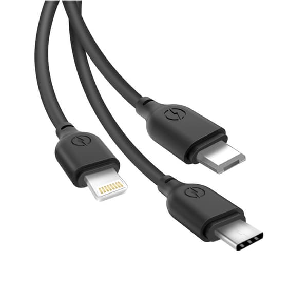XO-kabel NB103 3i1 USB - Lightning + USB-C + microUSB 1,0 m 2,1A svart