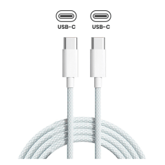 USB-C till C flätad kabel för iPhone / iPad (1 m / 3 fot) (OEM-kvalitet ny) (bulkförpackning)