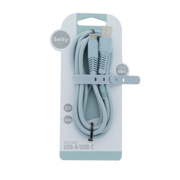 Setty-kabel USB - USB-C 1,5 m 2,1A KSA-C-1.523 blå