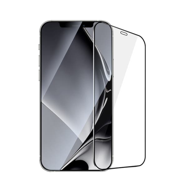 Härdat glas metallram för iPhone 12 Pro Max 6.7\" svart ram