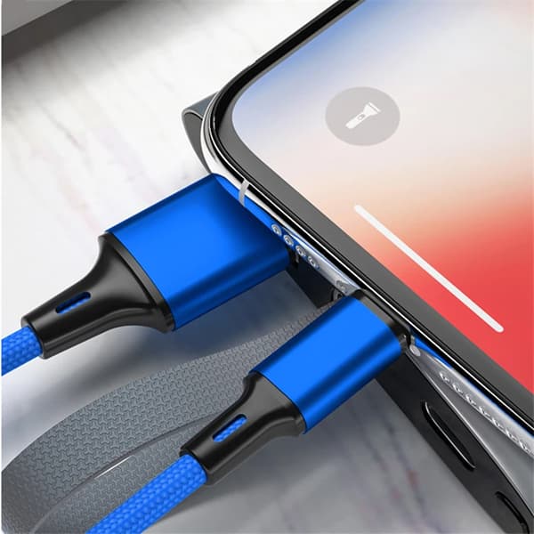 2 st 3m långt Nylon Flätad USB-kabel för iPhone guld guld