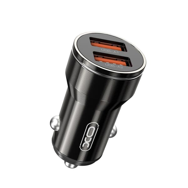 XO billaddare CC48 2x USB 2,4A svart + USB-C kabel svart