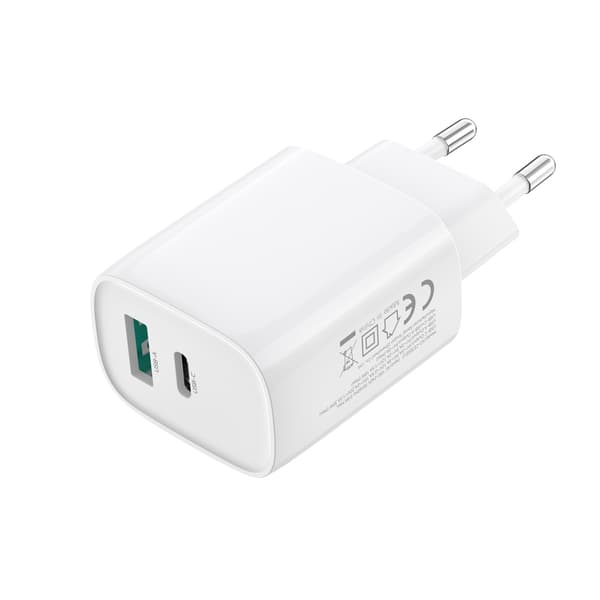 XO väggladdare CE30 PD 30W 1x USB-C 1x USB vit + kabel USB-C - USB-C
