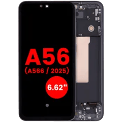 OLED-enhet med ram för Samsung Galaxy A56 5G (A566 / 2025) (6.62\") (Eftermarknad Plus) (Grafit) svart