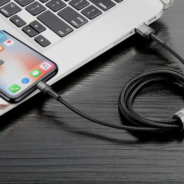 Baseus kabel Cafule USB - Lightning 1,0 m 2,4A grå-svart dubbelsidig USB