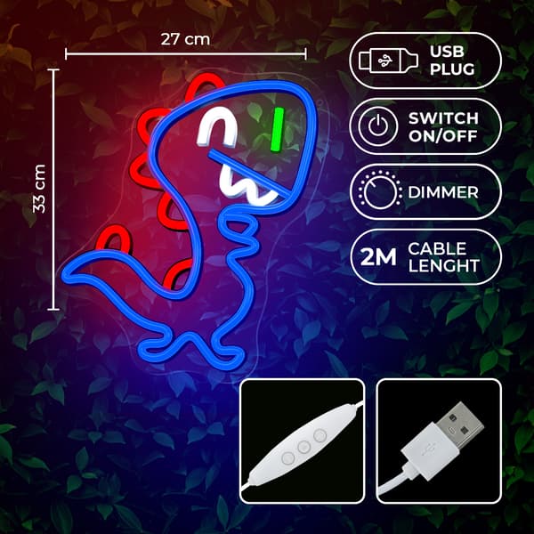 Neon PLEXI LED JURASSIC BABY DINO blå FLNJ01 Forever Light blå