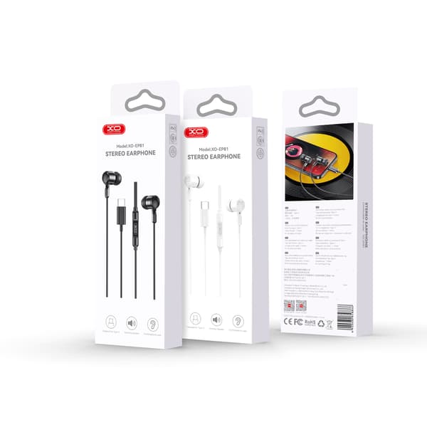 XO trådbundna hörlurar EP81 USB-C svart svart
