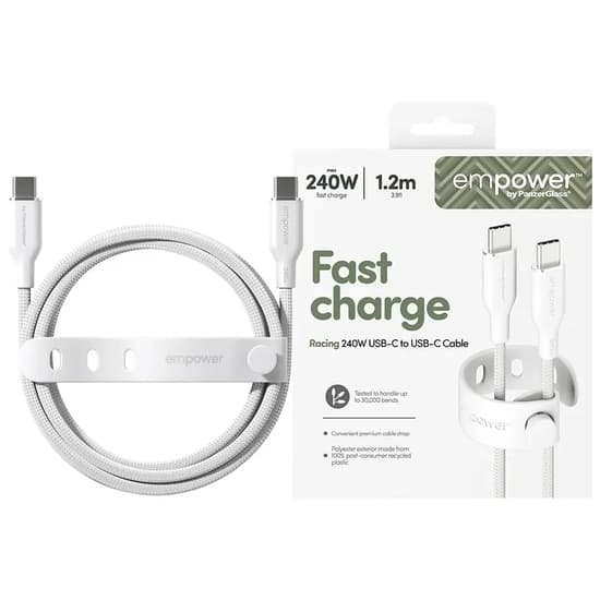 empower by PanzerGlass Racing USB-C to USB-C 1.2m vit vit