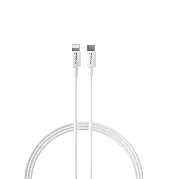 Devia väggladdare Smart PD 20W 1x USB-C vit + Lightning - USB-C-kabel V2