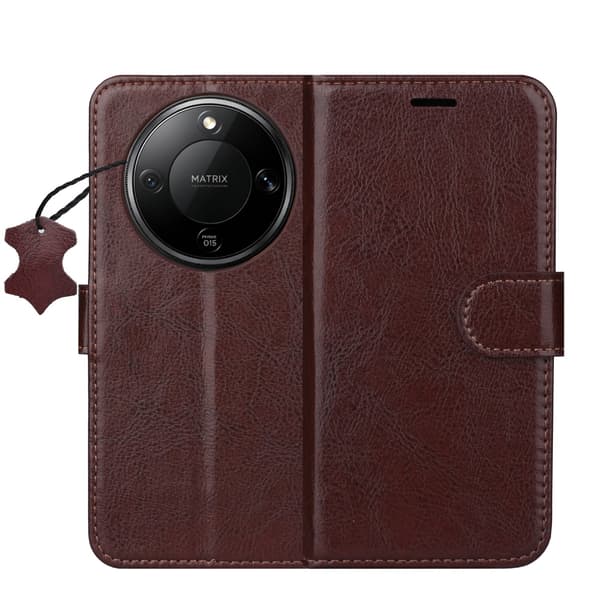 Smart Luxe läderfodral för Honor Magic 8 Lite brun