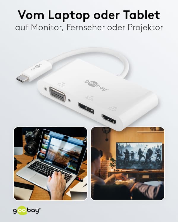 Goobay USB-C Multiport Adapter VGA DP HDMI