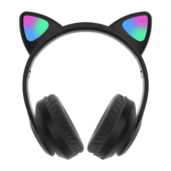 HÖRLURAR FÖR BARN BLUETOOTH LED / KATTÖRON, SVART
