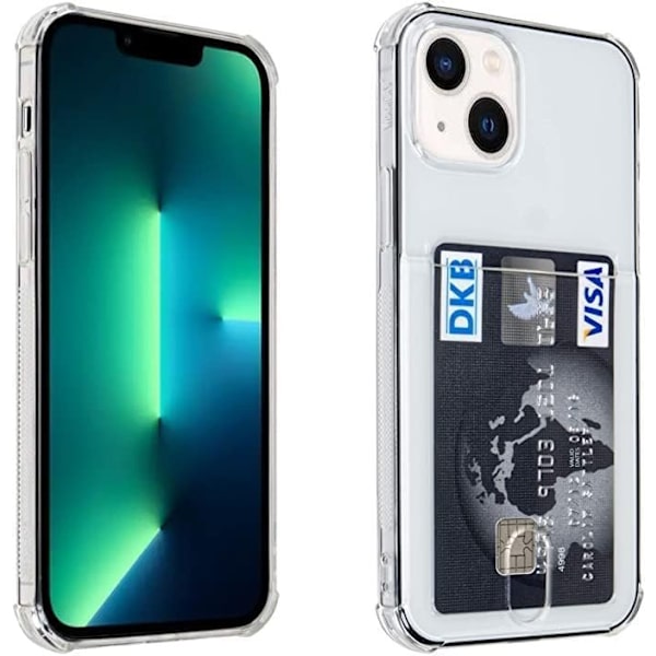 Transparent silikonfodral med kortplats för iPhone 14 plus