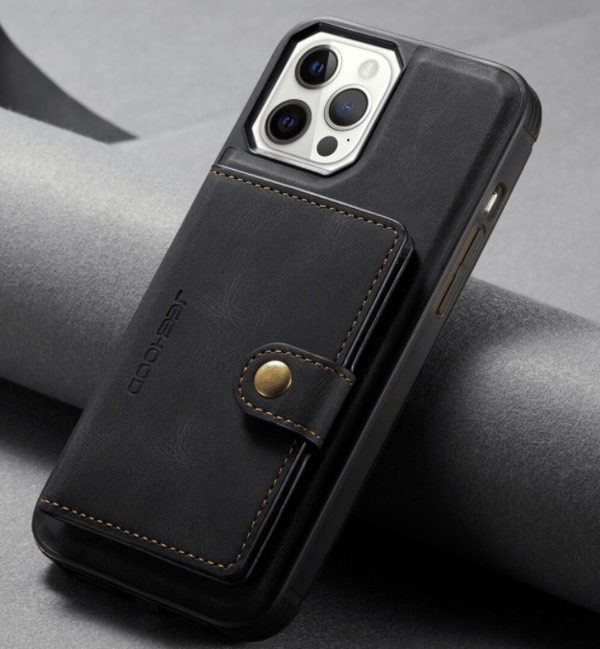 JEEHOOD 3i1vikbar plånboksfodral till iphone 13 pro max |svart svart