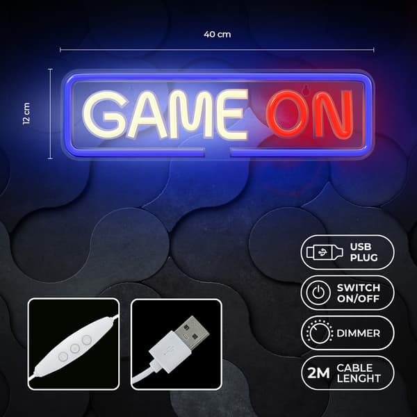 Neon PLEXI LED GAME ON flerfärgad FPNE23 Forever Light