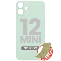 Bakglas med 3M-lim för iPhone 12 Mini (ingen logotyp / stort kamerahål) (grön) grön
