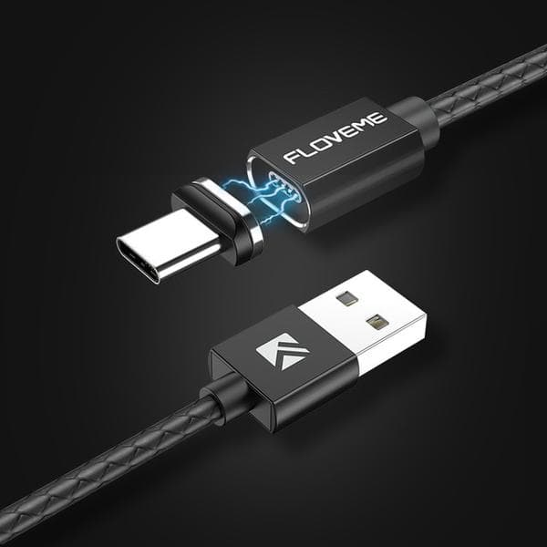 1m FLOVEME 3A Magnetic mico-USB|svart