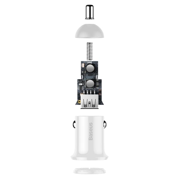 Baseus billaddare Grain Pro 2x USB 4,8A vit vit
