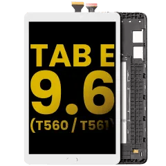 LCD-enhet med ram för Samsung Galaxy Tab E 9.6\" (T560 / T561 / T567) (2015) (Renoverad) (Vit)