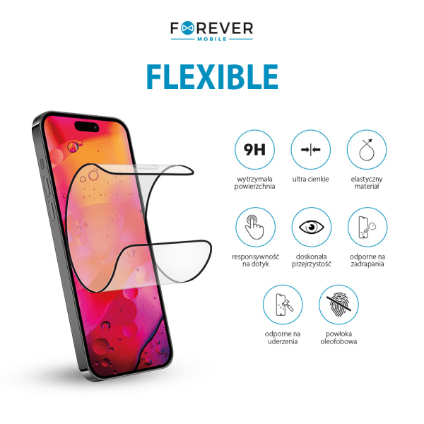 Forever Flexibelt hybridglas för Iphone 14 Pro Max 6,7" blå