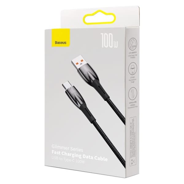 Baseus-kabel Glimmer USB - USB-C 1,0m svart 100W svart