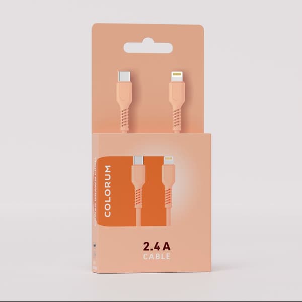 COLORUM-kabel USB-C - Lightning 1,8m 2,4A CK12-CL-14 x Peach Fuzz