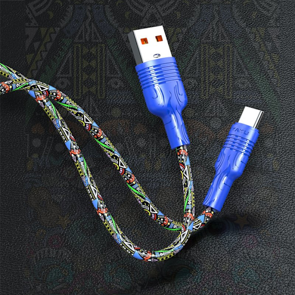 2 st super kvalitet 1m usb-c laddarekabel blå blå
