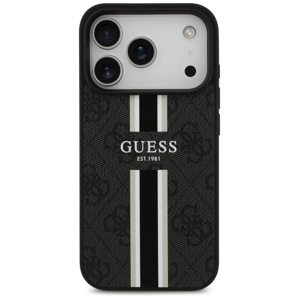 Guess 4G Printed Stripes MagSafe-fodral för iPhone 17 Pro svart