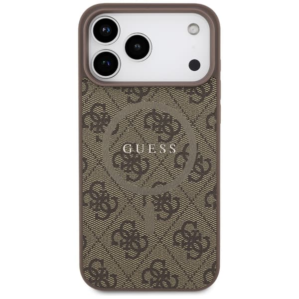 Guess 4G Ring Classic Logo MagSafe fodral för iPhone 17 Pro Max brun