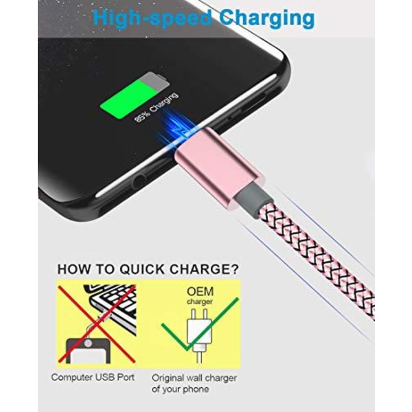 3 st hög kvalitet 1 m  usb-c svart