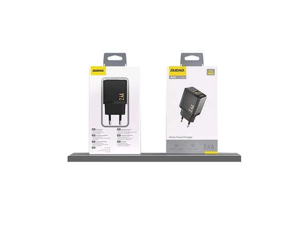 Dudao A23EU Adapter 12Watt GaN 1xUSB-A svart svart