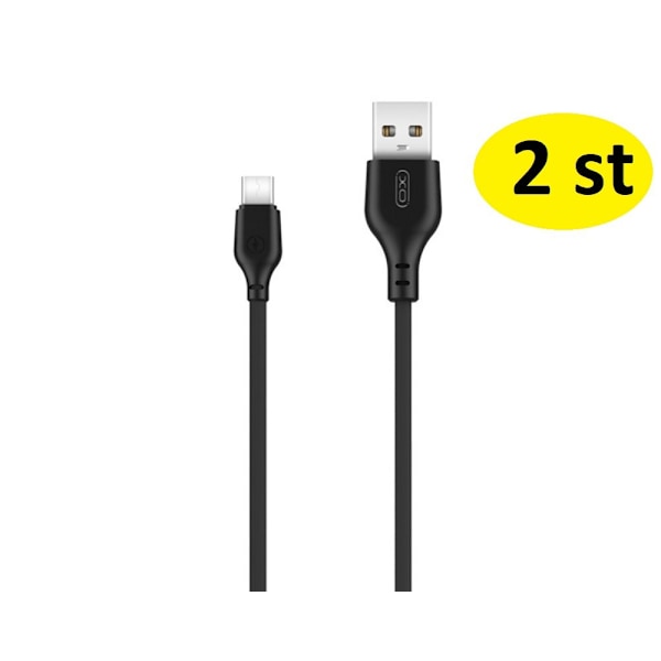 2 st 2 m snabbladdare  Usb-C  svart svart